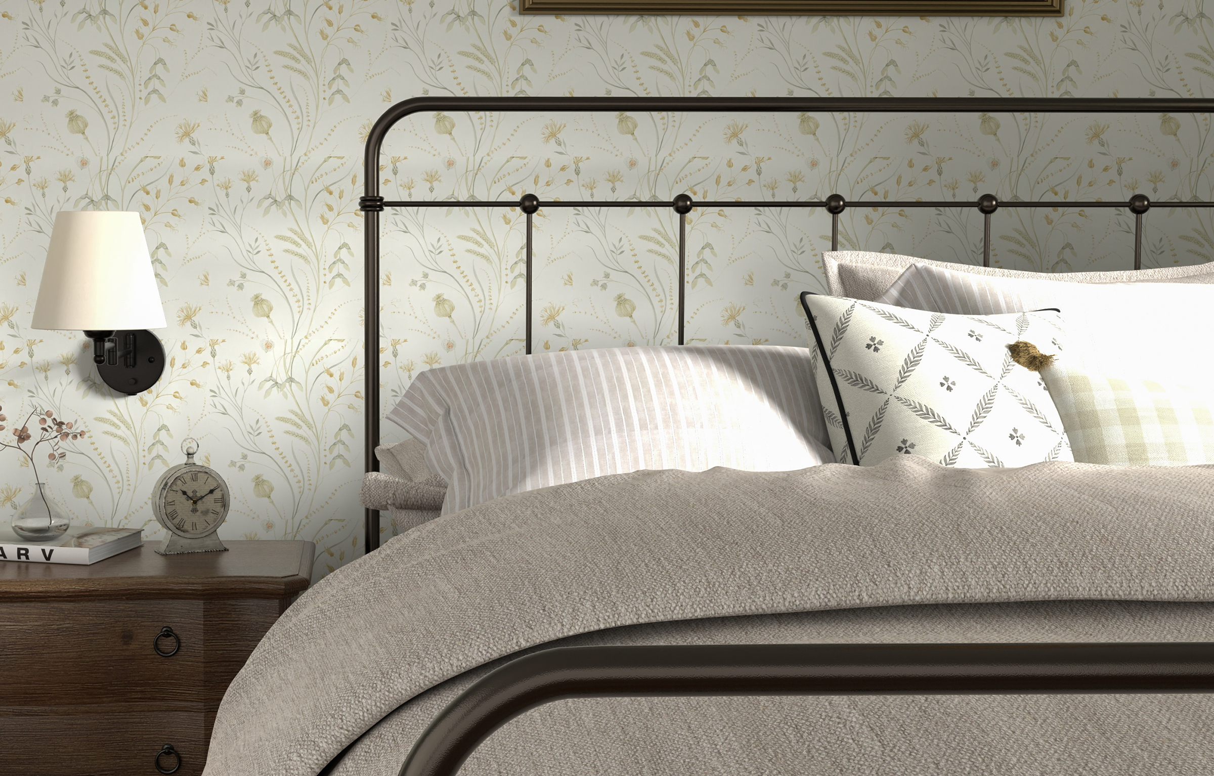 Cottage bed headboard detail in Wrought Iron