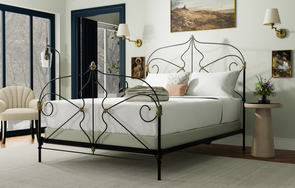 Marseille Queen bed in Black Iron/Gold