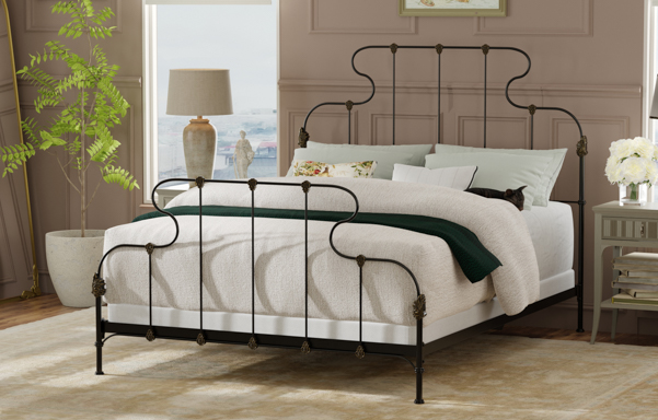 Ana high-foot queen bed in Black Iron Gold