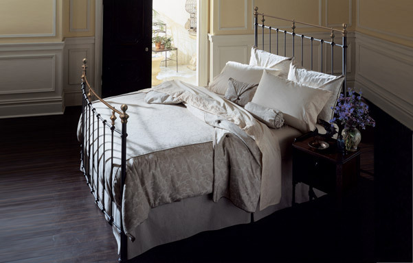 Charleston queen bed antique brass and iron