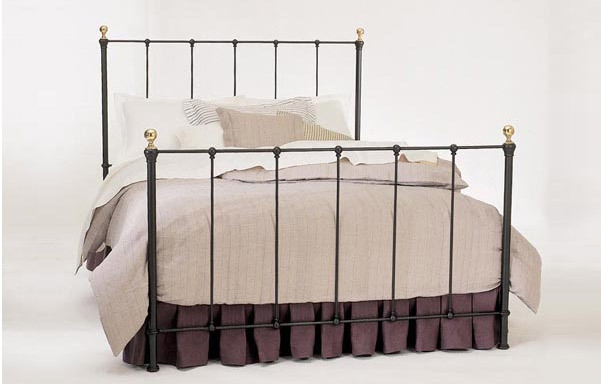 Craine wrought iron and brass four poster bed