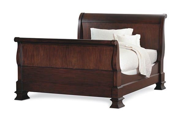 Hamilton mahogany sleigh bed – high footboard