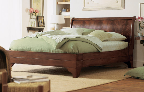 Stratford Flame Sleigh Bed Wood Beds, Mahogany Sleigh Bed Frame