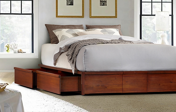 Mahogany storage bed queen size