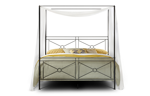 Campaign king canopy bed - high footboard