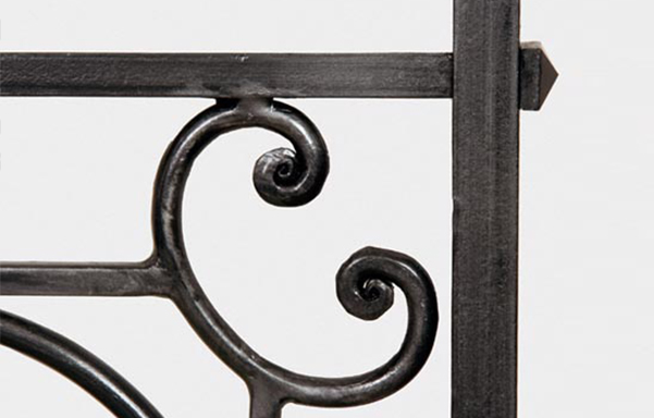 Florentine canopy bed hand forged iron scrollwork