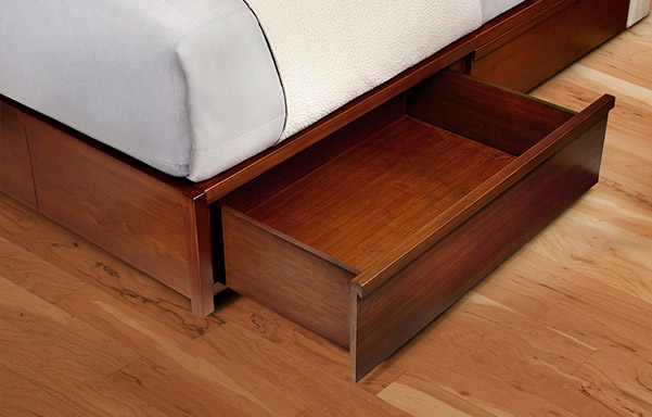 Mahogany storage daybed drawer detail
