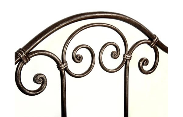 Breton trundle bed forged iron panel detail