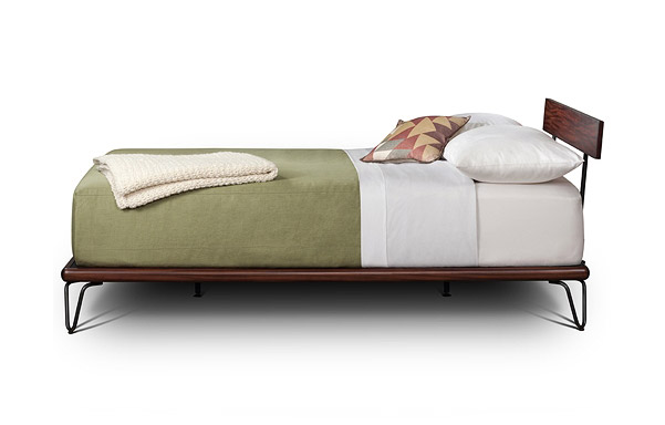 Case queen platform bed side view