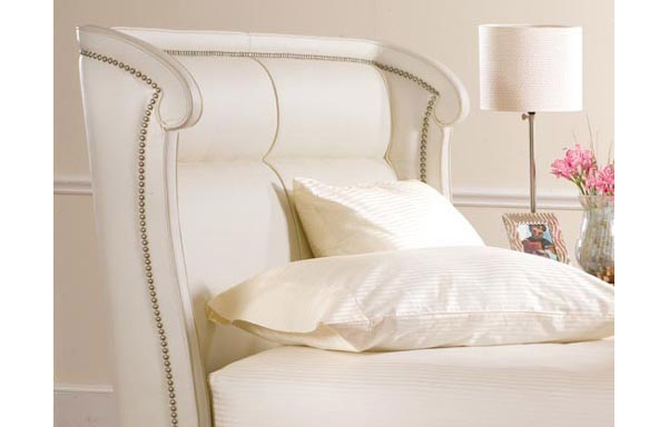 Wing Bed White Upholstered Beds, Leather Winged Headboard