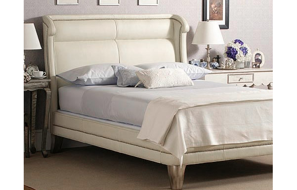 Wing white leather bed
