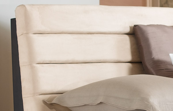 Monterey headboard cream micro suede detail
