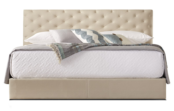 San Diego king bed upholstered in linen 3006