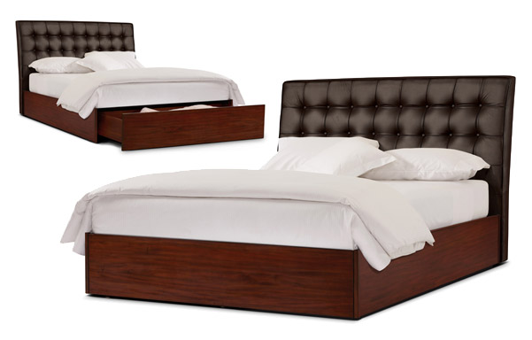 Newhouse black leather queen bed platform or storage base options
