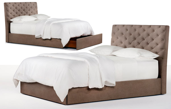 San Diego brown velvet queen platform base and storage base options