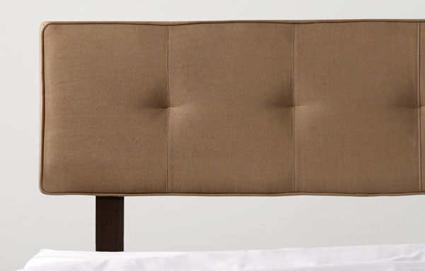 Alana brown velvet upholstered headrest detail