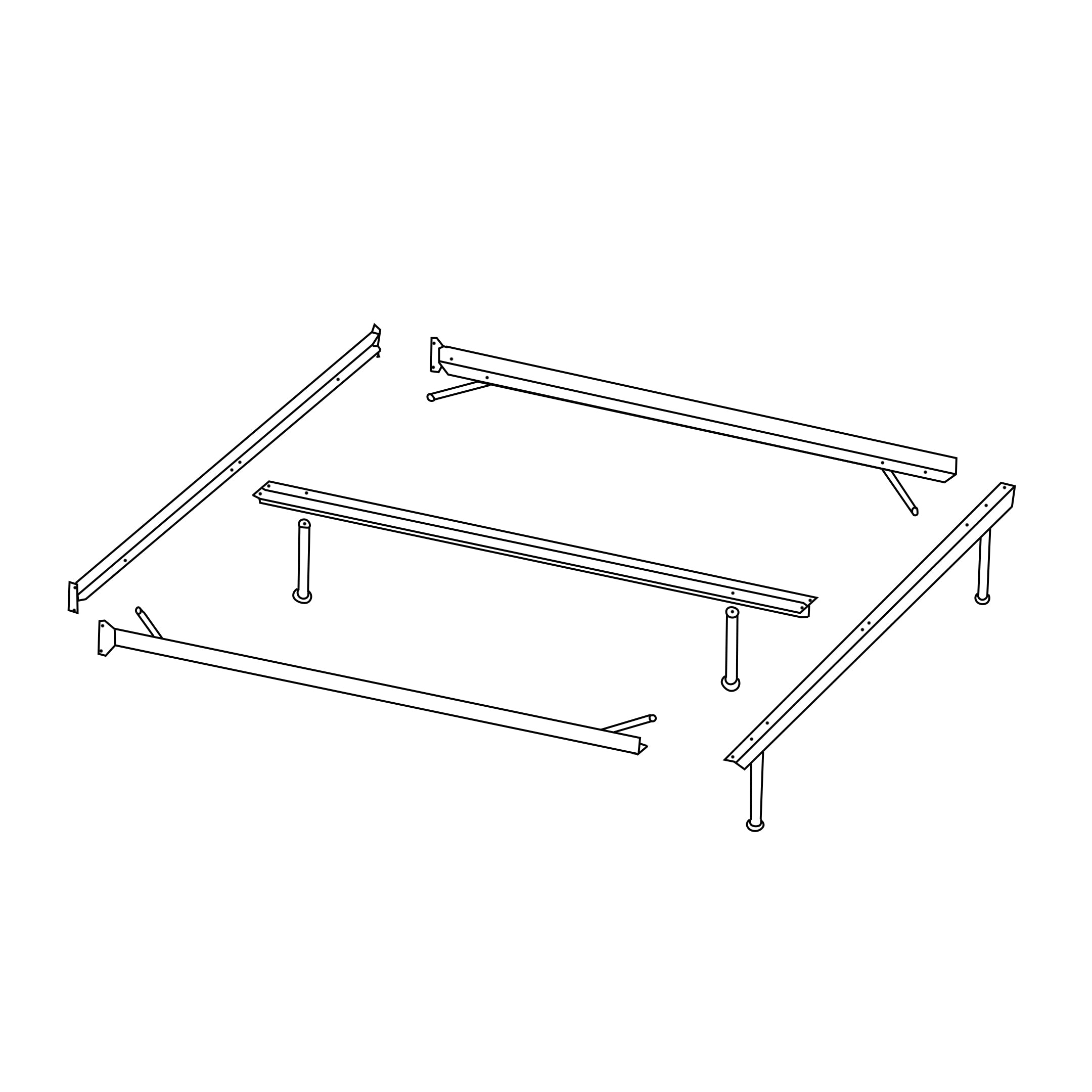 hidden headboard mounting rail system with template alignment
